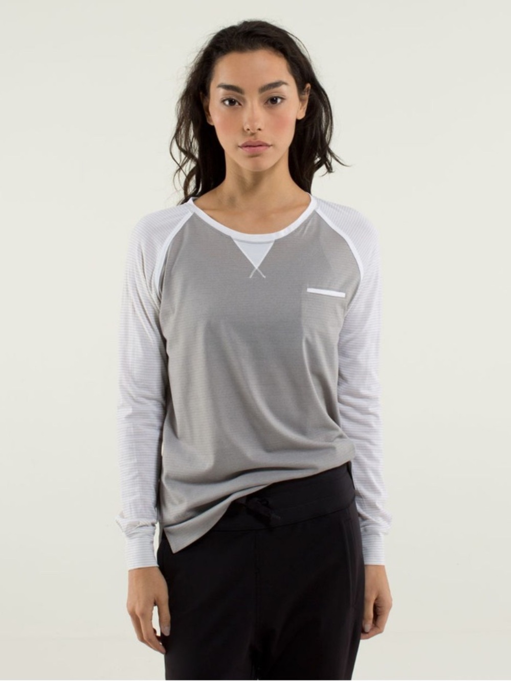 lululemon athletica Weightless Crew - Heathered Medium Grey and White